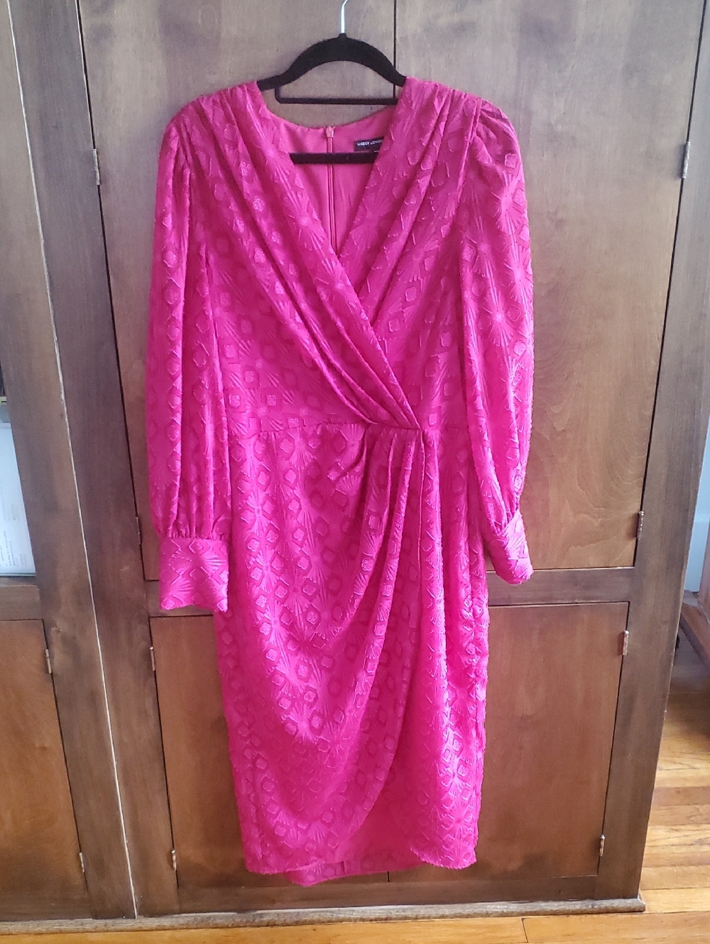 Maggy London Hot Pink Textured Wrap Dress